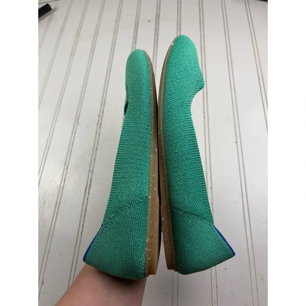 Rothys The Point Mojito Metallic Pointed Toe Knit Flats Women's Size 8.5